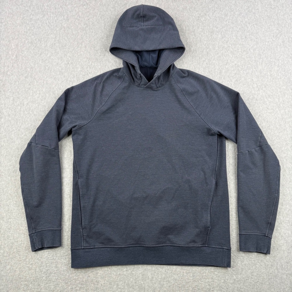 Lululemon Hoodie Mens Large Blue City Sweat French Terry Stretch Gym Pullover